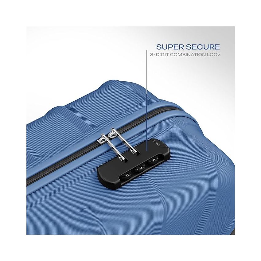 Safari Cabin Stratos 8 Wheels 55cm Size Trolley Bag, Hard Case Polycarbonate, 360?Wheeling Carry-on Luggage for Men & Women, Travel Bag, Suitcase for Travel, Trolley Bags for Travel, Steel Blue
