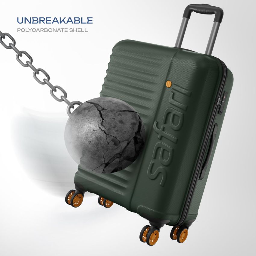 Safari Large Insignia 8 Wheels 81cm Size Check-in Trolley Bag, TSA Lock, Hard Case Polycarbonate, XL Size International Travel Luggage, Suitcase for Travel, Trolley Bags for Travel, Deep Forrest
