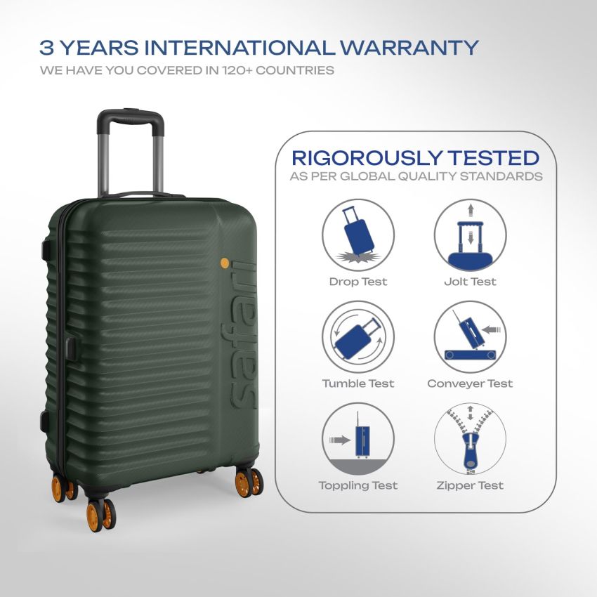Safari Large Insignia 8 Wheels 81cm Size Check-in Trolley Bag, TSA Lock, Hard Case Polycarbonate, XL Size International Travel Luggage, Suitcase for Travel, Trolley Bags for Travel, Deep Forrest
