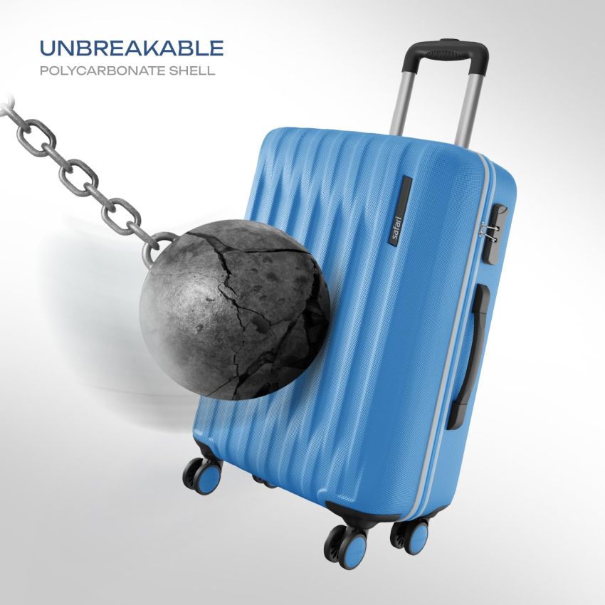 Safari Medium Ray Neo 8 Wheels 65cm size Check-in Trolley Bag, Hard Case Polycarbonate 360 Degree Wheeling Luggage for Men & Women, Travel Bag Suitcase for Travel, Trolley Bags for Travel, Marina Blue
