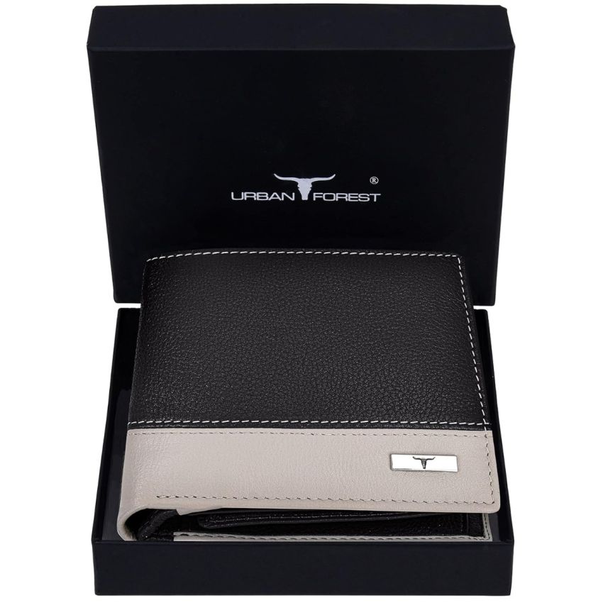 URBAN FOREST Seattle Black/Sand Leather Wallet for Men