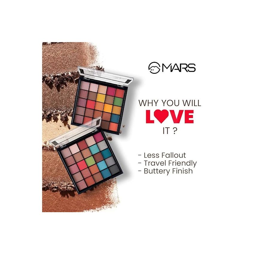 MARS Makeup Kit For Women - 25 Shades Eyeshadow Palete With Blush,Highlighter,Bronzer,& 7 Shades Lip Palete With Dual Applicator For Lipstick&Eyeshadow|40 Gm|01-Shade
