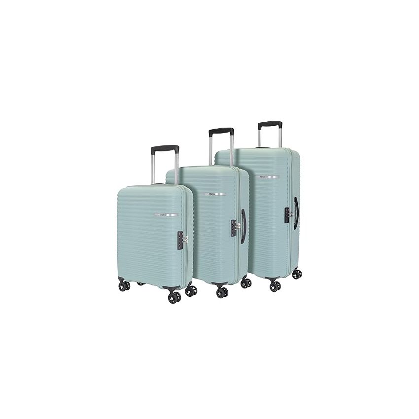 American Tourister Liftoff Spinner 3 PC Set- Small, Medium and Large Polypropylene Hard Sided Double Wheel Spinner Luggage/Suitcase/Trolley Bag (Seafoam Blue)