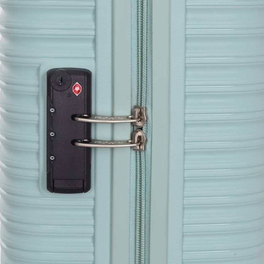 American Tourister Liftoff 55 Cms Small Cabin Polypropylene Hard Sided Double Spinner Wheel Luggage/Trolley Bag/Speed_Wheel 4 Wheel Suitcase (Seafoam Blue)