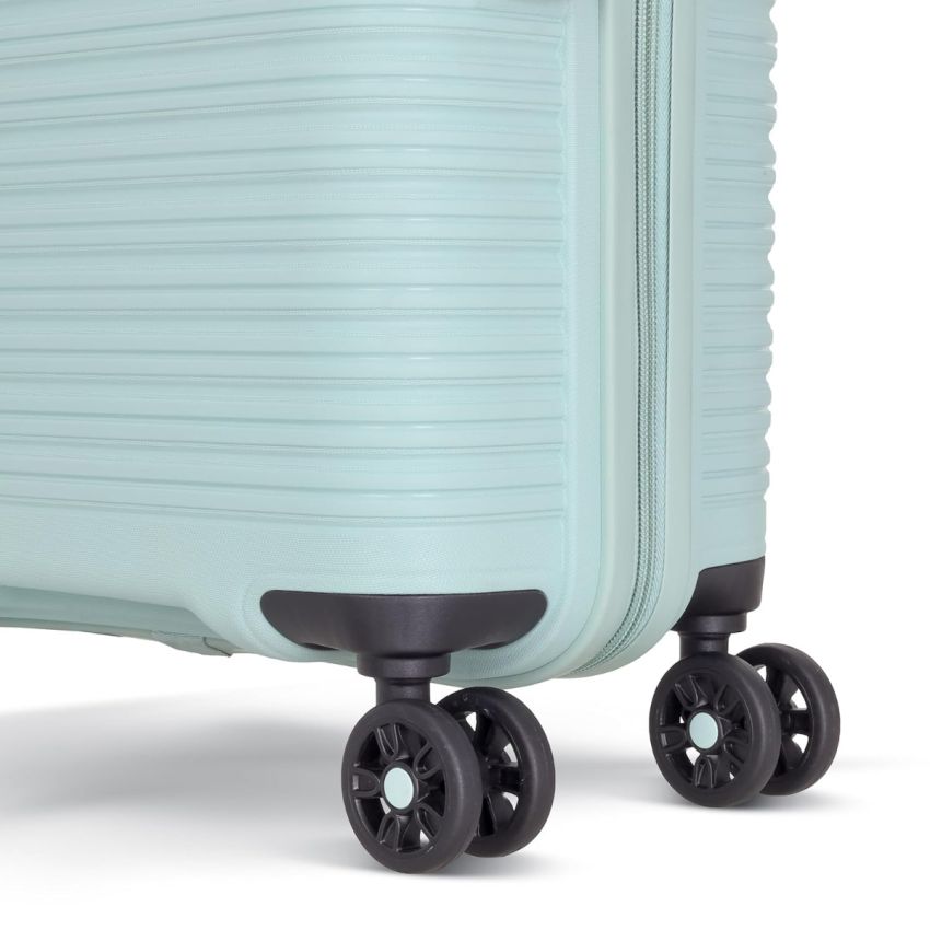 American Tourister Liftoff 55 Cms Small Cabin Polypropylene Hard Sided Double Spinner Wheel Luggage/Trolley Bag/Speed_Wheel 4 Wheel Suitcase (Seafoam Blue)