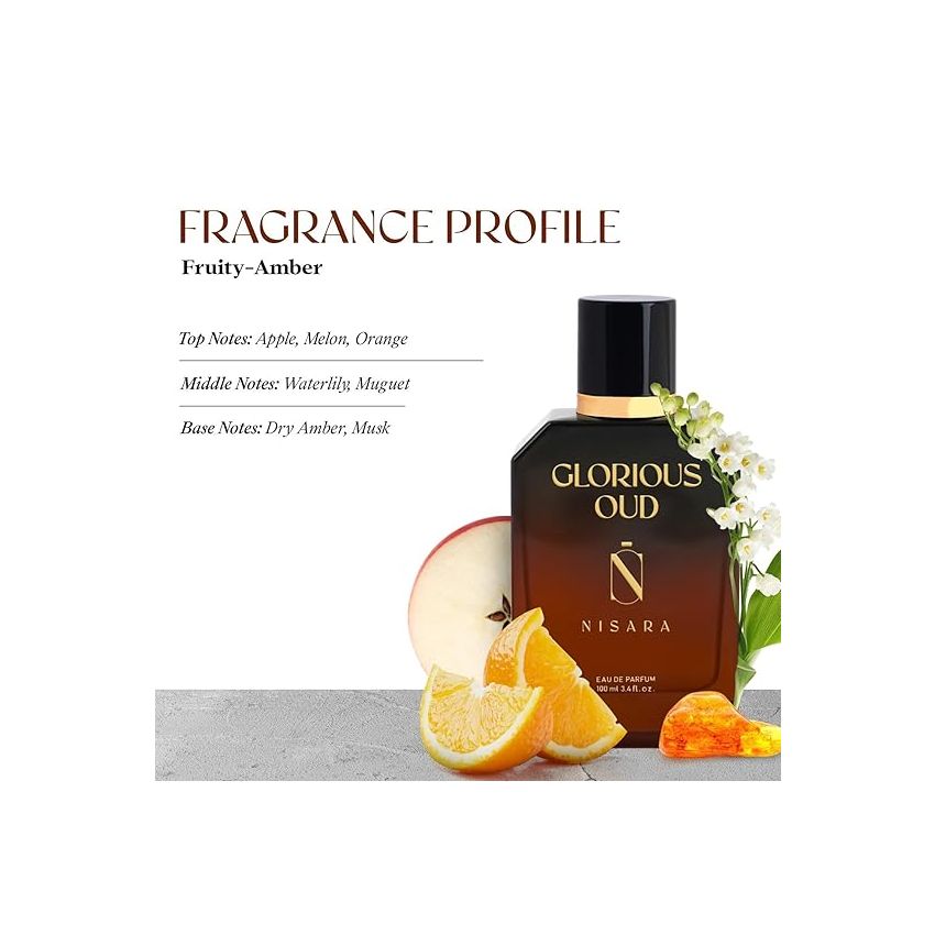 Nisara Blue Seduction & Glorious Oud Eau De Parfum 100ml X 2 | Perfume Combo for Men & Women | Aqua-Fresh Aromatic Fougre Woody Amber