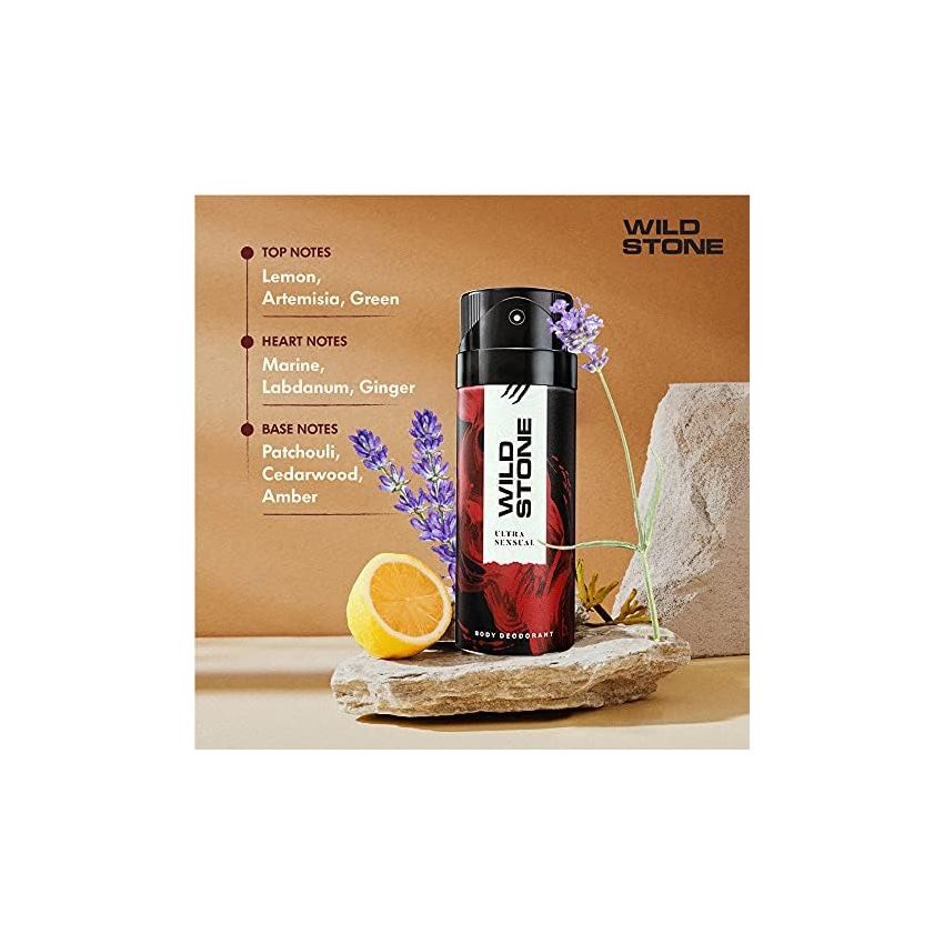 Wild Stone Ultra Sensual Long Lasting Body Deodorant Spray For Men, 225Ml