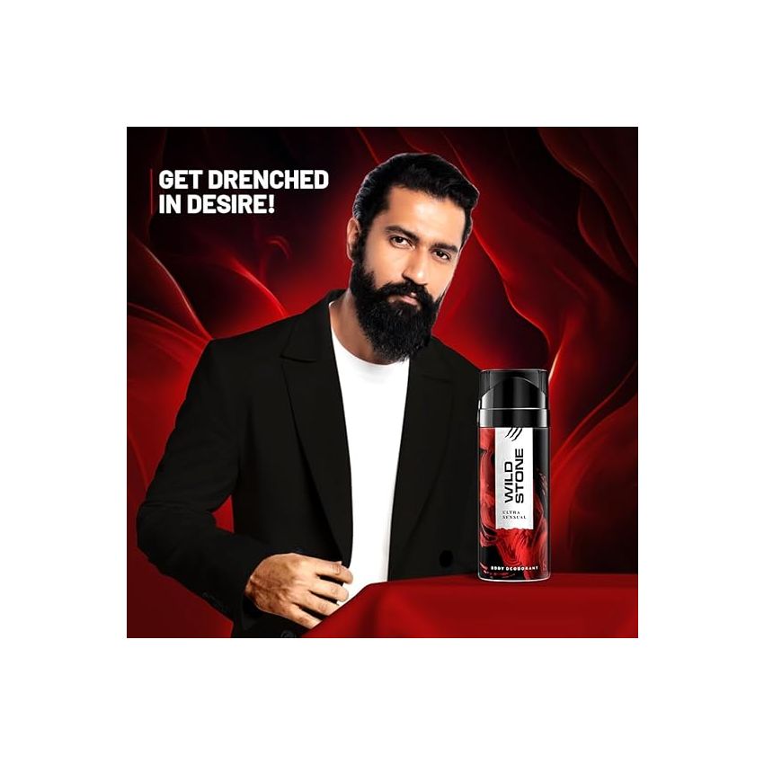 Wild Stone Ultra Sensual Long Lasting Body Deodorant Spray For Men, 225Ml