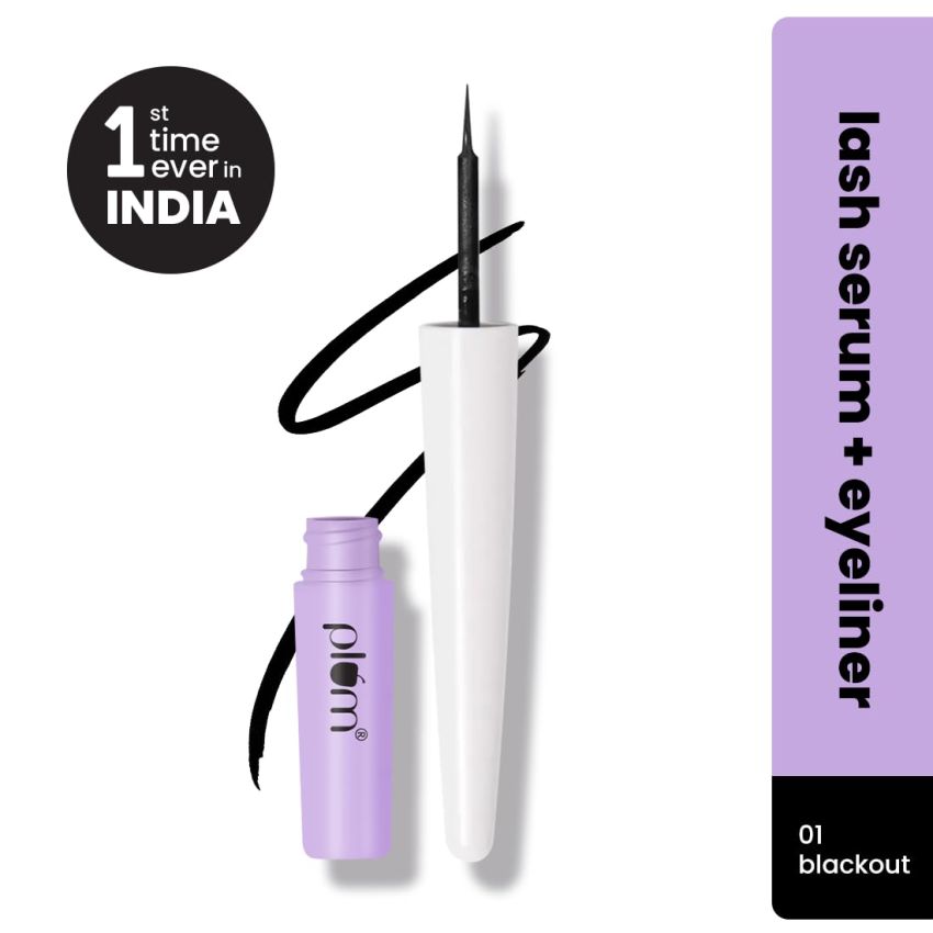 Plum Lash Serum Eyeliner | Clinically Proven To Boost Lash Growth | Intensely Pigmented | Matte Finish | Smudge-Proof | 01 Blackout