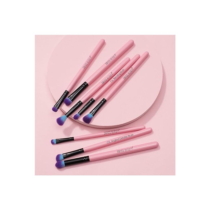 Swiss Beauty Pro Eye Brush Set With Ultra-Soft Bristles, 8 Brush Set For Eye Makeup, 8 Pcs