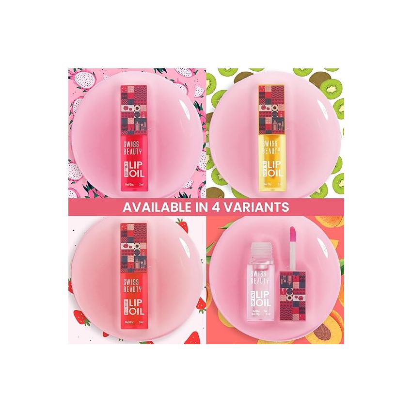 Swiss Beauty Dip Tint Colour Changing PH Lip Oil | With Vitamin E for Long-Lasting Nourishment and Hydration| Soft and Natural Pink Lips | Shade- Peach, 3ml