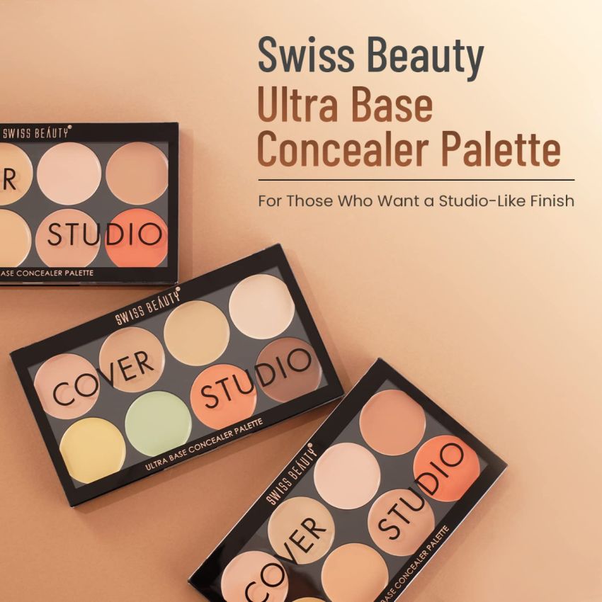 SWISS BEAUTY Ultra Base Concealer Radiant, Cream Palette | Light Weight Multi-Purpose Concealer Color Corrector Palette | Shade-01,19G