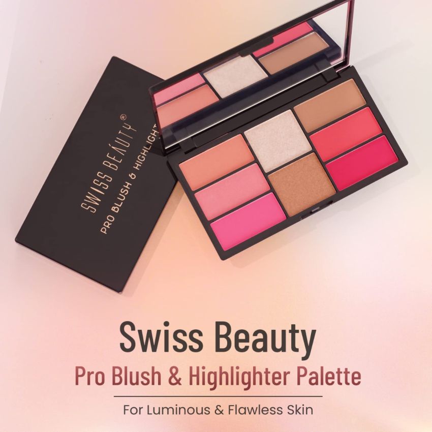 Swiss Beauty Pro Blusher & Highlighter Palette For Face Makeup | Shade-02, 18g