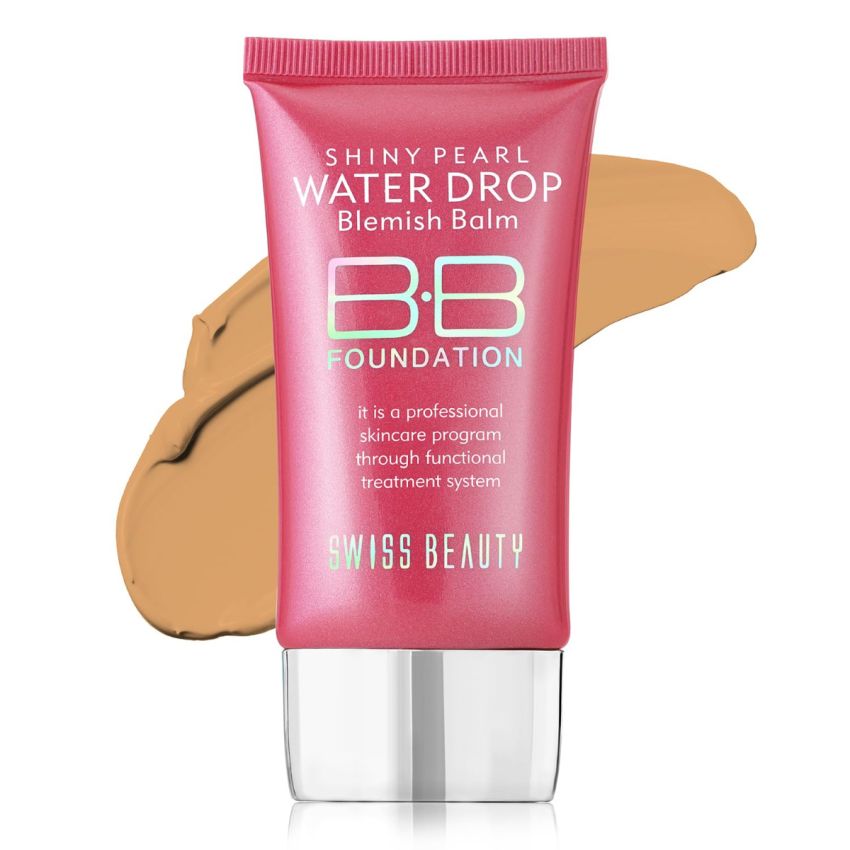 Swiss Beauty Matte Shiny Pearl Water Drop Blemish Long Lasting Balm BB Lightweight, Liquid Foundation, Face Makeup, Shade-06, 40ml