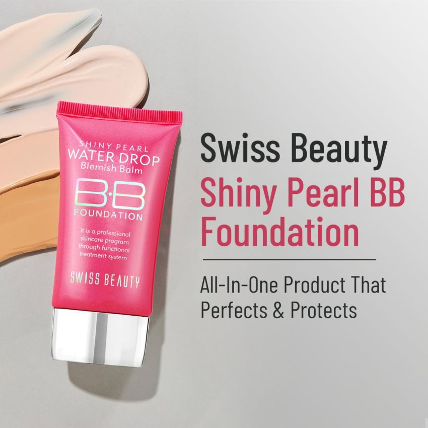 Swiss Beauty Matte Shiny Pearl Water Drop Blemish Long Lasting Balm BB Lightweight, Liquid Foundation, Face Makeup, Shade-06, 40ml