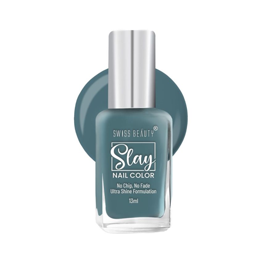 Swiss Beauty Slay Nail Color | Glossy Finish, Long Lasting Nail Paint| Chip resistant, Quick drying Nail Polish | Shade- Teal, 25Ml