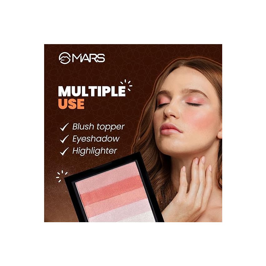 MARS 5 Shades in 1 Brick Highlighter Palette | Blush Topper for Face Makeup | Compact size (7.5g) (Shade-02)