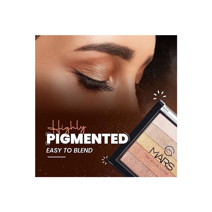 MARS 5 Shades in 1 Brick Highlighter Palette | Blush Topper for Face Makeup | Compact size (7.5g) (Shade-02)