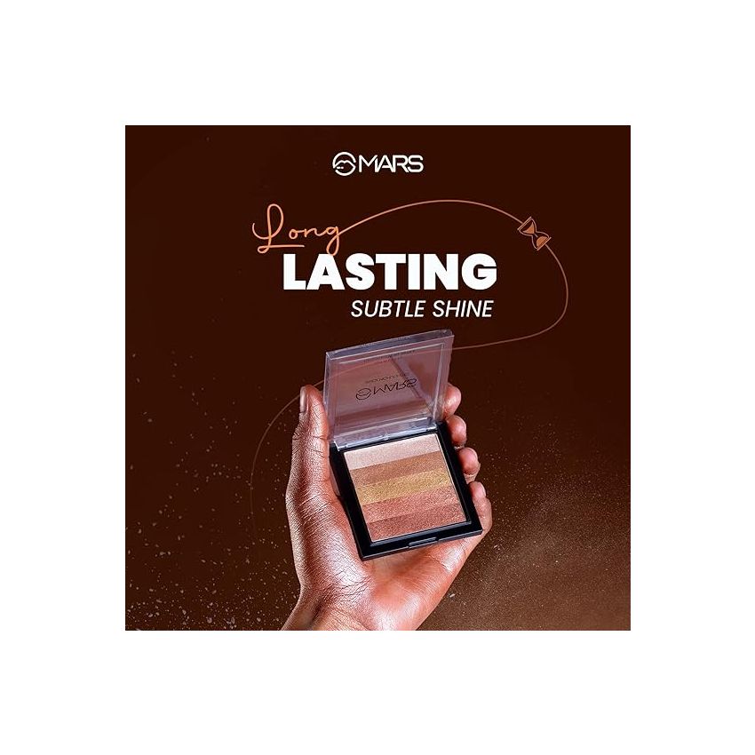 MARS 5 Shades in 1 Brick Highlighter Palette | Blush Topper for Face Makeup | Compact size (7.5g) (Shade-02)