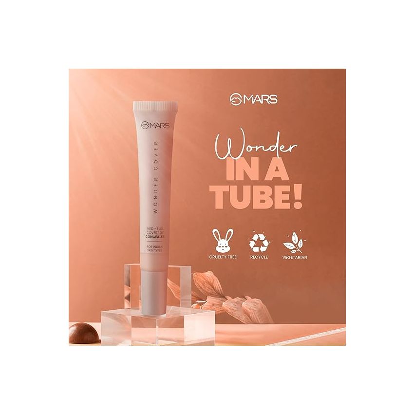 MARS Wonder Cover Liquid Concealer | Creaseproof & Easy to Blend Concealer for Face Makeup (12ml)-SHADE-01