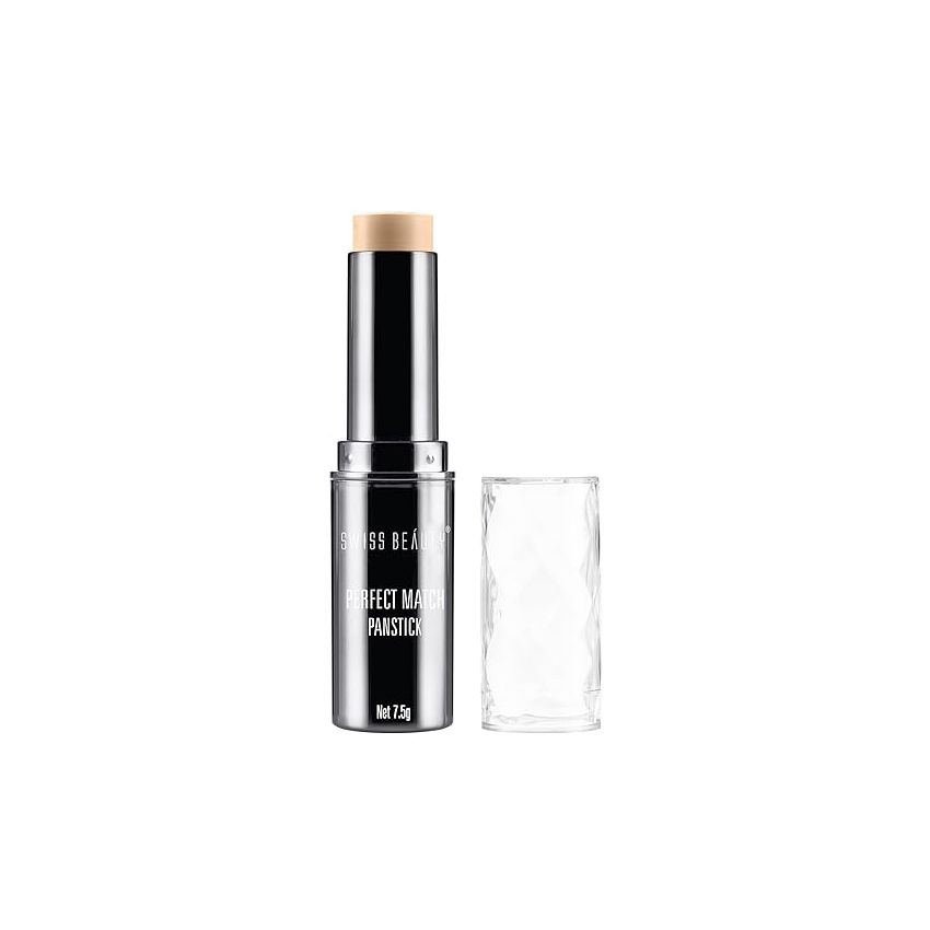 Swiss Beauty Perfect Match Panstick Foundation | Lightweight, Full Coverage Foundation With Natural And Dewy Finish For Face Makeup| Easy To Apply With Hand Stick Applicator | Shade-04, 7.5Gm |
