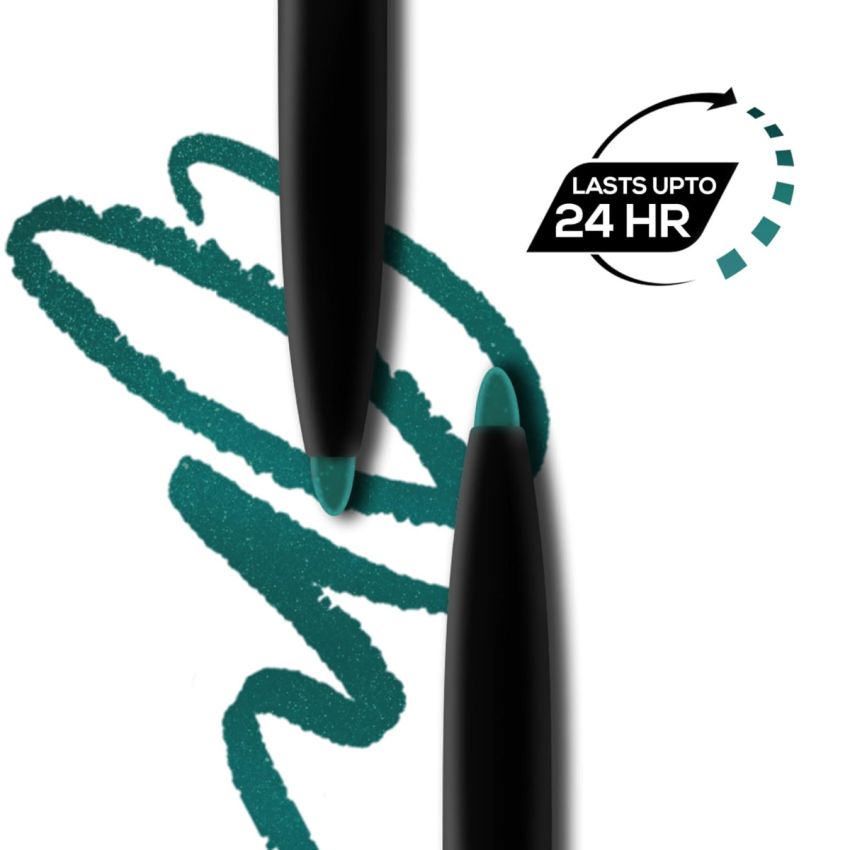 RENEE Kajal Pen with Sharpener - Bold Green 0.35gm 24 Hrs Stay Long Lasting Kohl Pencil, Matte Finish, Rich Color Payoff, Smudge & Water Proof with One Swipe Application Formula
