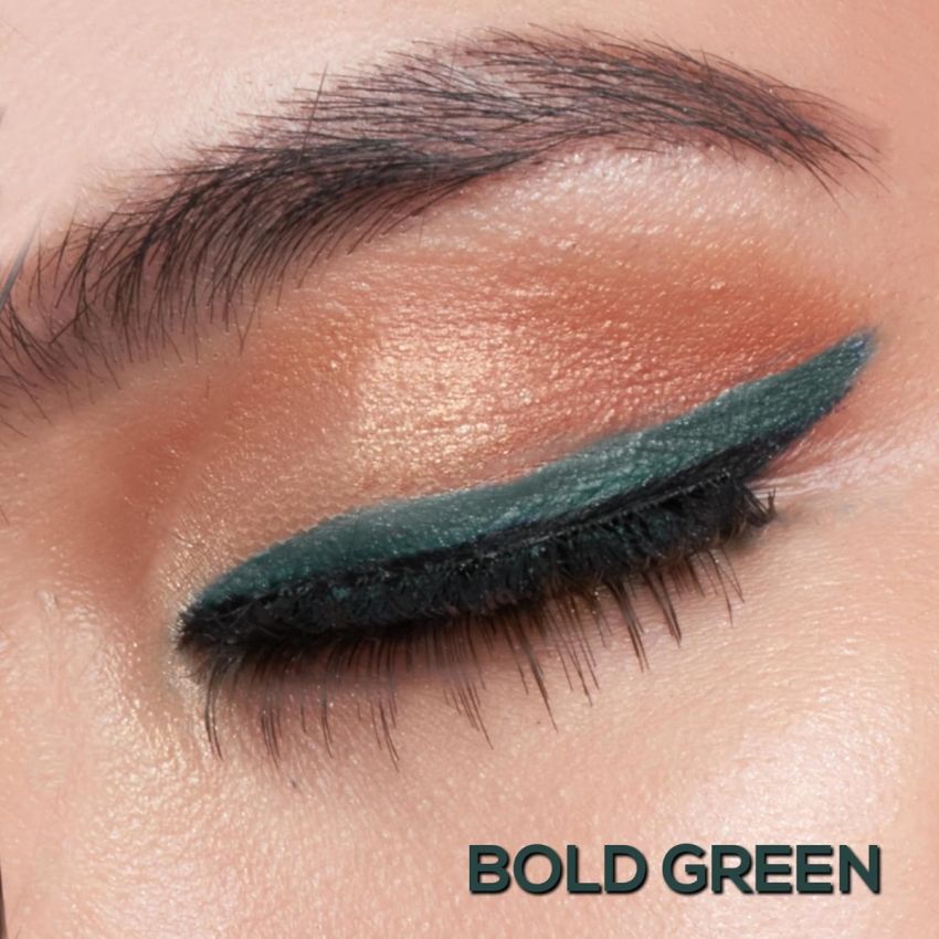 RENEE Kajal Pen with Sharpener - Bold Green 0.35gm 24 Hrs Stay Long Lasting Kohl Pencil, Matte Finish, Rich Color Payoff, Smudge & Water Proof with One Swipe Application Formula