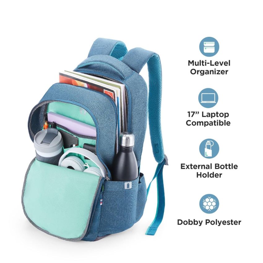 American Tourister Shaw Large Office Laptop Bag, 23 Ltrs bag for men, School Bag Gift for Men Women Boys Girls Teal, with Internal Organizer, Rugged Zips 17'' inch Laptop compatible