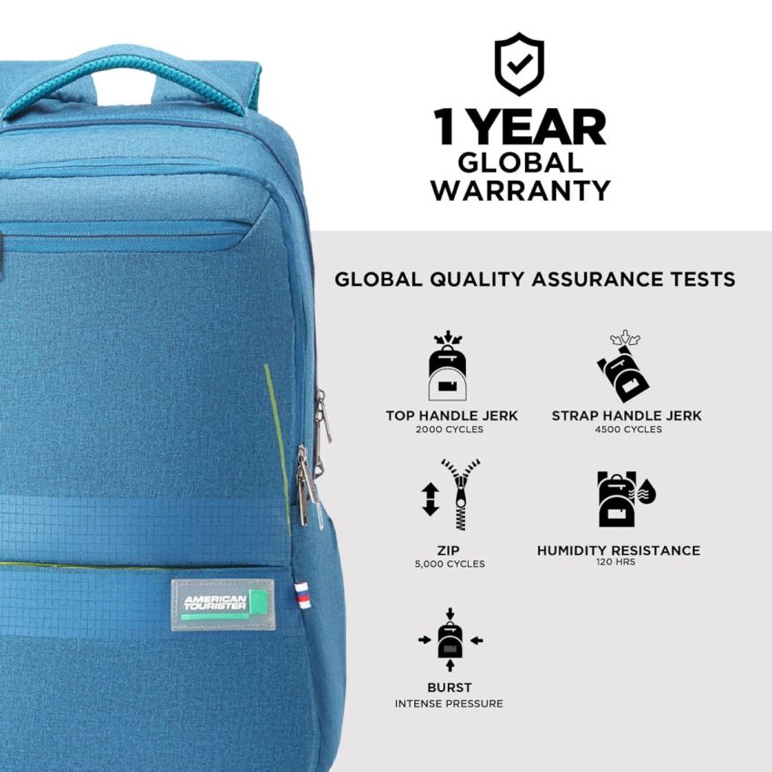 American Tourister Shaw Large Office Laptop Bag, 23 Ltrs bag for men, School Bag Gift for Men Women Boys Girls Teal, with Internal Organizer, Rugged Zips 17'' inch Laptop compatible