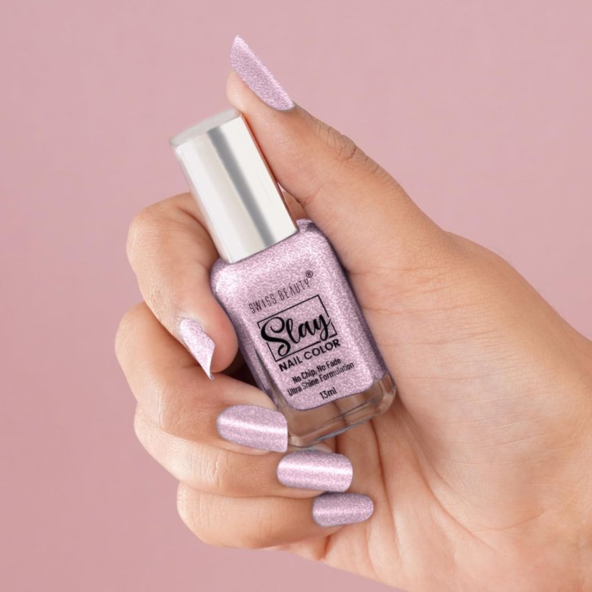 Swiss Beauty Slay Nail Color | Glossy Finish, Long Lasting Nail Paint| Chip resistant, Quick drying Nail Polish | Shade- Sheer Elegance, 25Ml
