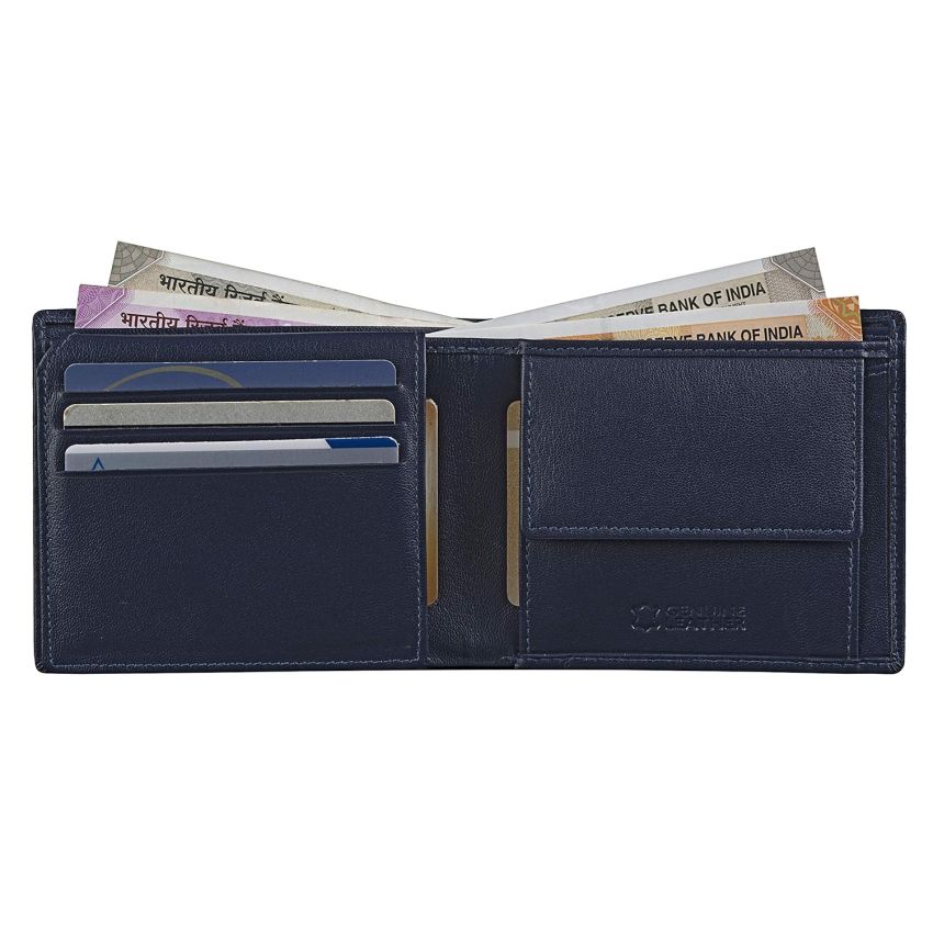 URBAN FOREST Weasley Dark Blue Leather Wallet, Keyring & Pen Combo Gift Set for Men
