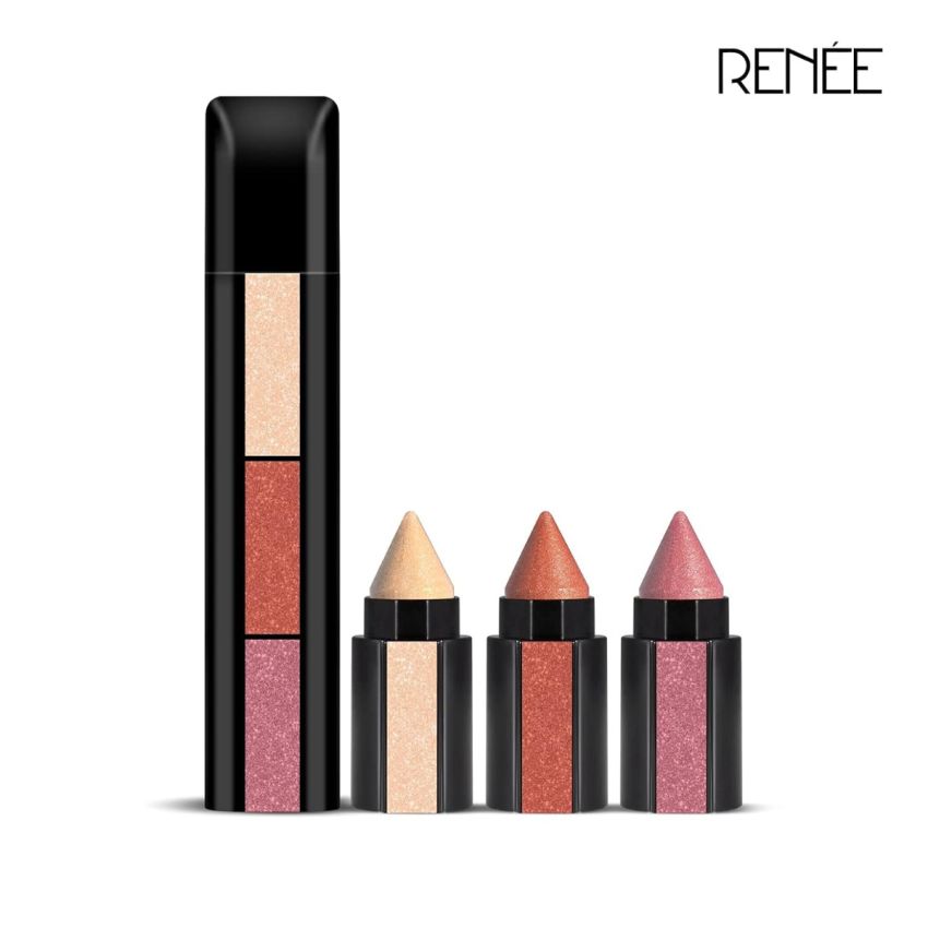 RENEE Fab 3 in 1 Eyeshadow 4.5gm - Highly Pigmented 3 Shades in 1 Stick, Adds Dimension and Intensity With Shimmery Finish, Enriched With Vitamin E