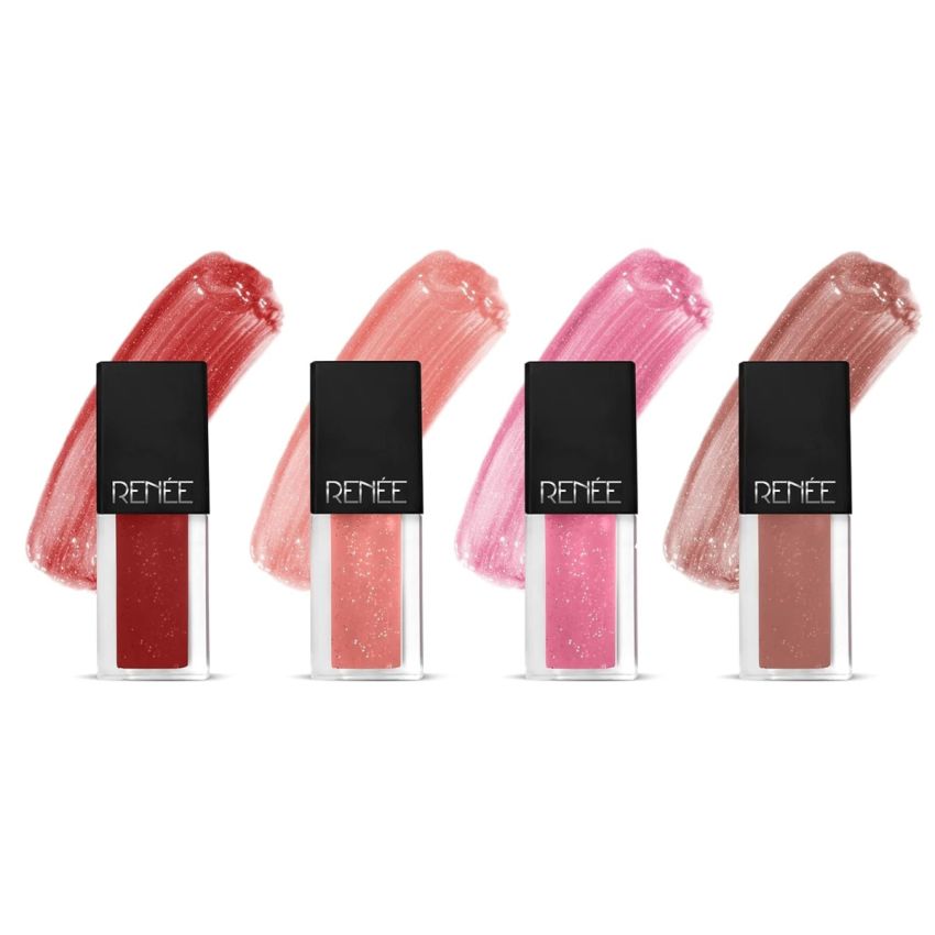 RENEE See Me Shine Lip Gloss Gloss Boss Combo of 4, 2.5ml Each| Glossy, Non-sticky & Non-drying Formula| Long Lasting Moisturizing Effect| Easy to Carry