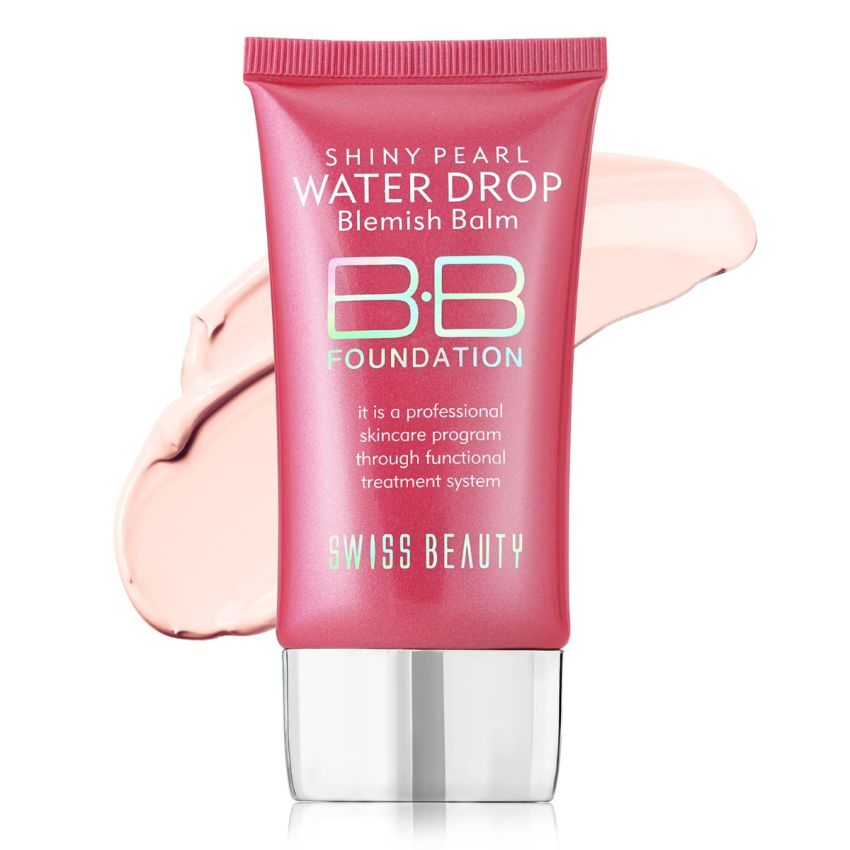 Swiss Beauty Matte Shiny Pearl Water Drop Blemish Long Lasting Balm BB Lightweight, Liquid Foundation, Face Makeup, Shade-02, 40ml