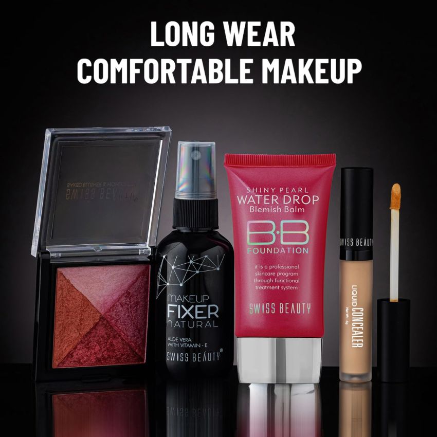 Swiss Beauty Matte Shiny Pearl Water Drop Blemish Long Lasting Balm BB Lightweight, Liquid Foundation, Face Makeup, Shade-02, 40ml