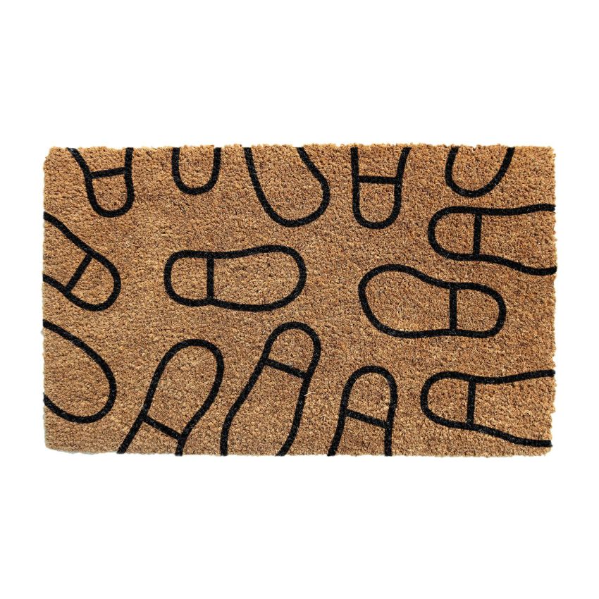 Onlymat Brown Black NatuOnlymat Brown Black Natural Coir Doormat, Shoe Design, Main Door, Bedroom, Entrance, Kitchen, Home, Main Door, Entryway, Shop, Office, Covered Outdoor, Bedroom, Floor with Hard, Thick Material & PVC ( 75 x 45 x 1.5 cm)