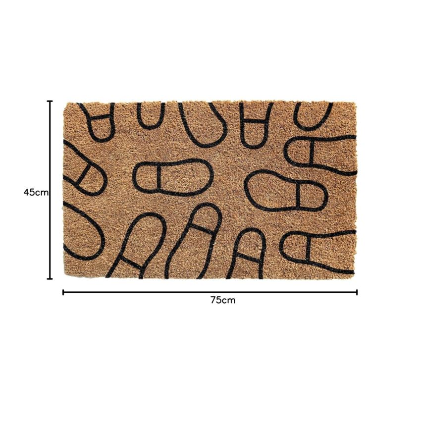 Onlymat Brown Black NatuOnlymat Brown Black Natural Coir Doormat, Shoe Design, Main Door, Bedroom, Entrance, Kitchen, Home, Main Door, Entryway, Shop, Office, Covered Outdoor, Bedroom, Floor with Hard, Thick Material & PVC ( 75 x 45 x 1.5 cm)
