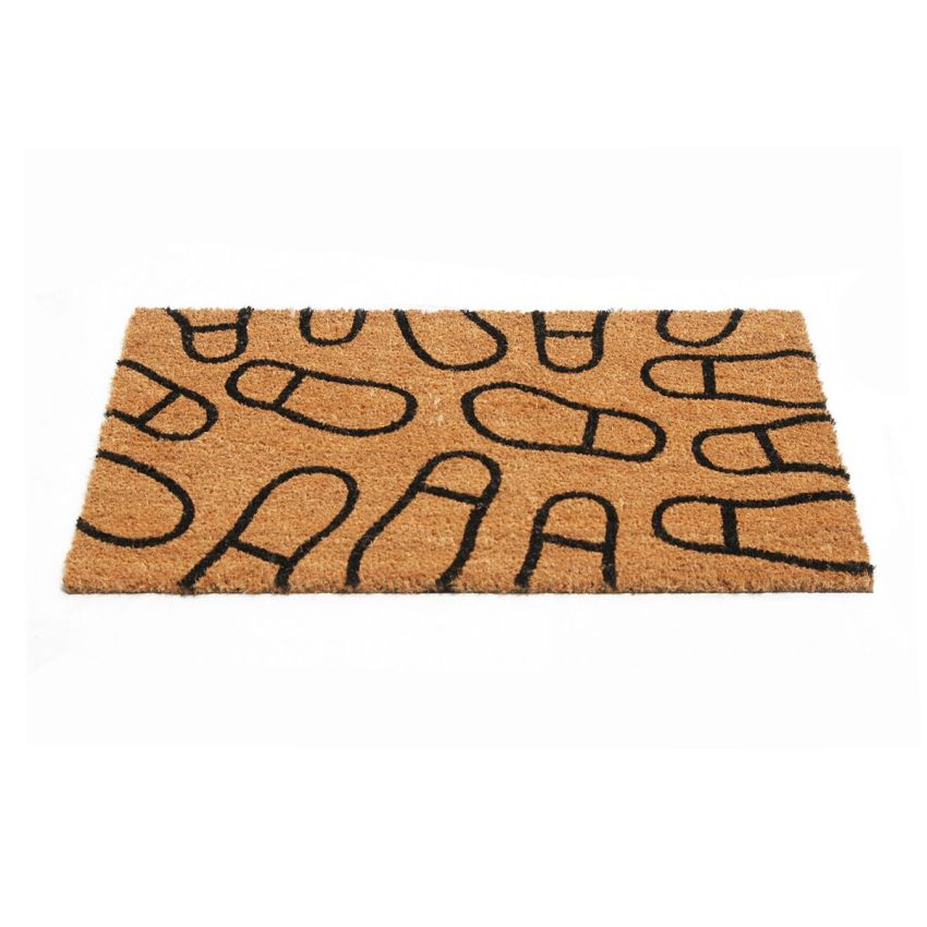 Onlymat Brown Black NatuOnlymat Brown Black Natural Coir Doormat, Shoe Design, Main Door, Bedroom, Entrance, Kitchen, Home, Main Door, Entryway, Shop, Office, Covered Outdoor, Bedroom, Floor with Hard, Thick Material & PVC ( 75 x 45 x 1.5 cm)