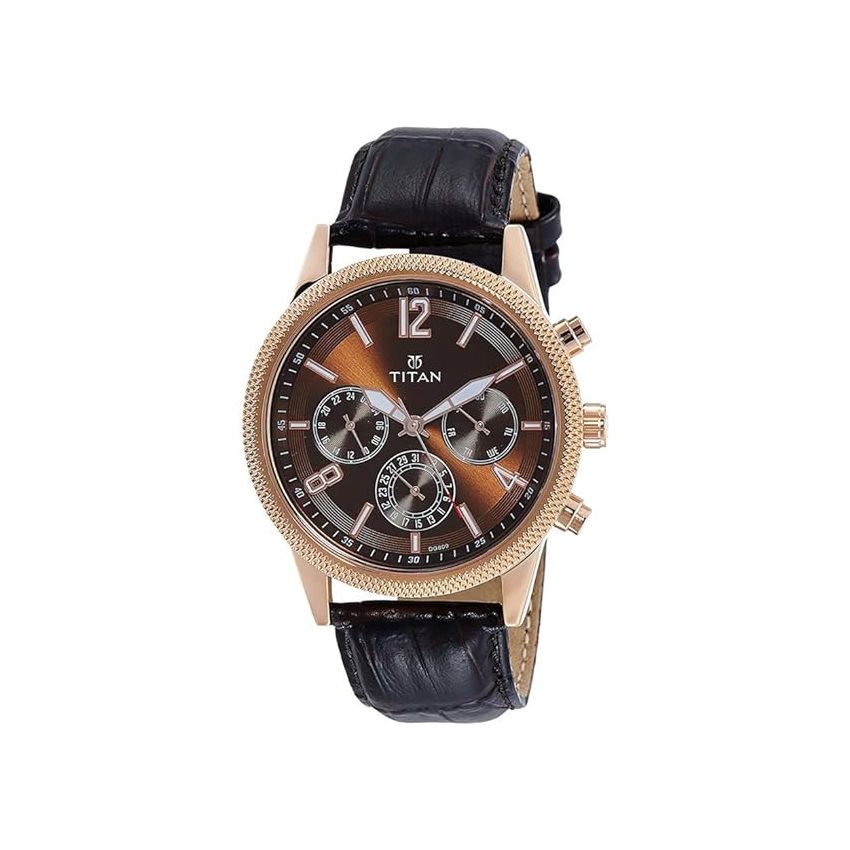 Titan Stainless Steel Neo Analog Silver Dial Men's Watch-Nl1734Wl01/Np1734Wl01, Band Color:Brown