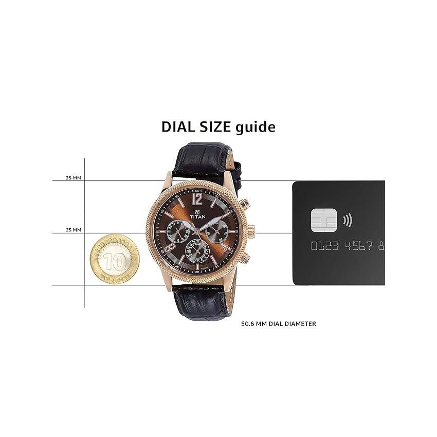 Titan Stainless Steel Neo Analog Silver Dial Men's Watch-Nl1734Wl01/Np1734Wl01, Band Color:Brown