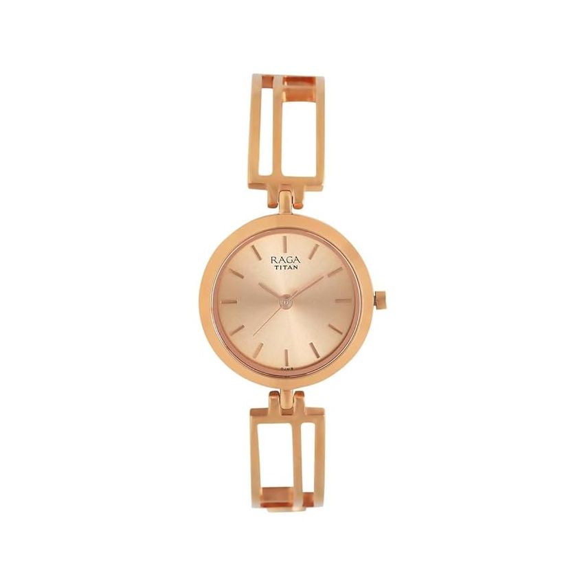 Titan Raga Viva Rose Gold Metal Analog Strap Watch for Women-NS2622WM01