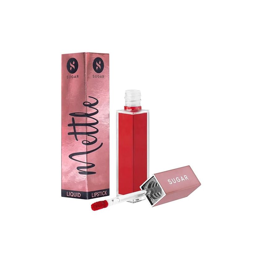 SUGAR Cosmetics Mettle Liquid Lipstick for Women | Highly Pigmented | Transferproof & Long Lasting | 7ml - 04 Sirius (Cherry Red)