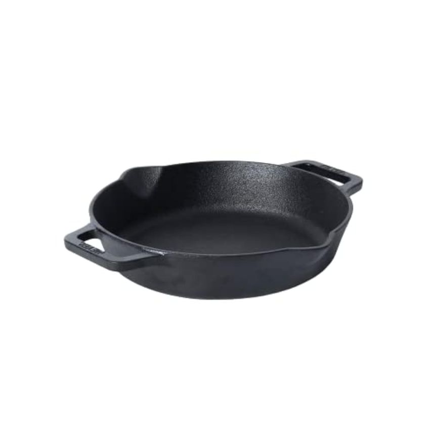 Meyer Pre-Seasoned Cast Iron Frypan | Cast Iron Skillet | Iron Pan | Frying Pan | Iron Fry Pan | Omlette Pan | Gas and Induction Compatible, 22cm, Black