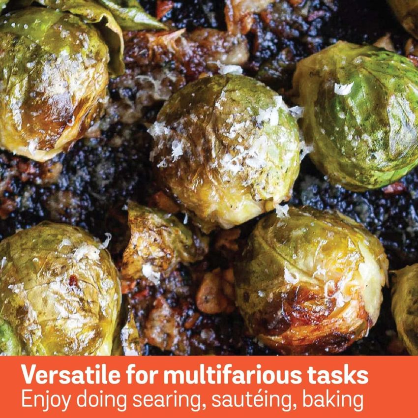 Meyer Pre-Seasoned Cast Iron Frypan | Cast Iron Skillet | Iron Pan | Frying Pan | Iron Fry Pan | Omlette Pan | Gas and Induction Compatible, 22cm, Black