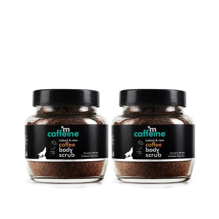 mCaffeine Exfoliating Coffee Body Scrub for Tan Removal & Soft-Smooth Skin | For Women & Men | De-Tan Bathing Scrub with Coconut Oil, Removes Dirt & Dead Skin - Combo Saver Pack of 2 (200gm)