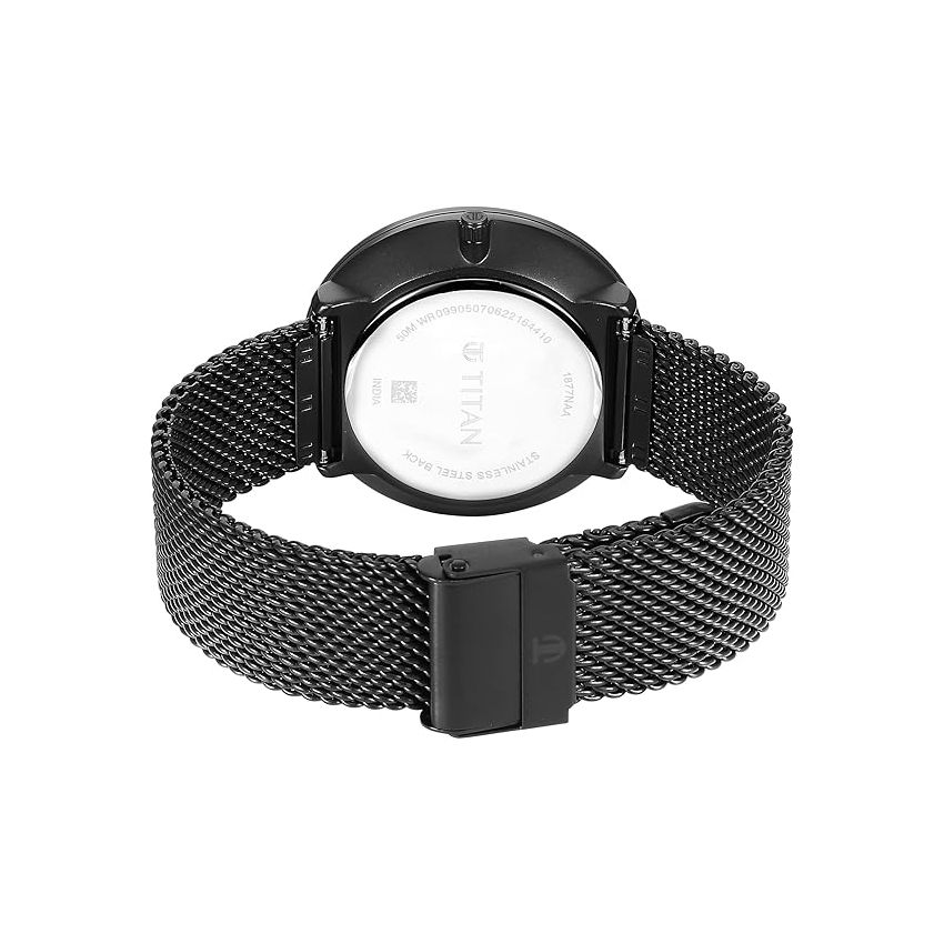 Titan Mens Analog Black Dial Black Band Stainless Steel Watch