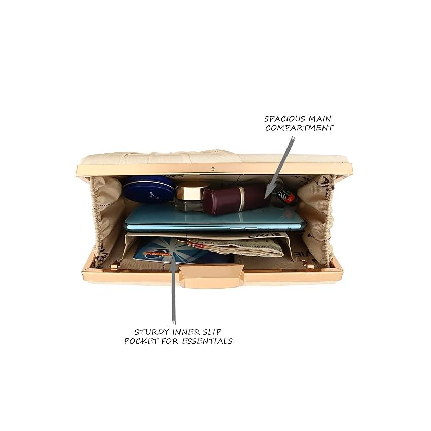 Lavie Women's Bow Frame Clutch Bags | Detachable Chain Sling Strap | Ladies Purse Wallet