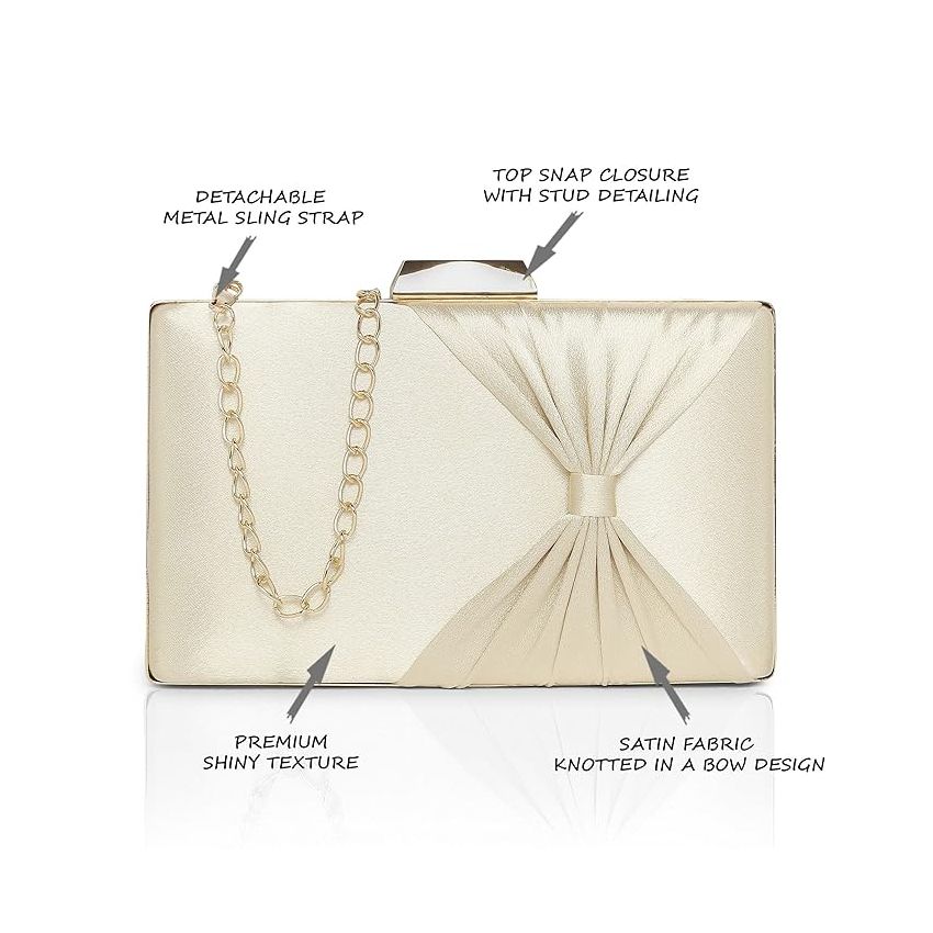 Lavie Women's Bow Frame Clutch Bags | Detachable Chain Sling Strap | Ladies Purse Wallet