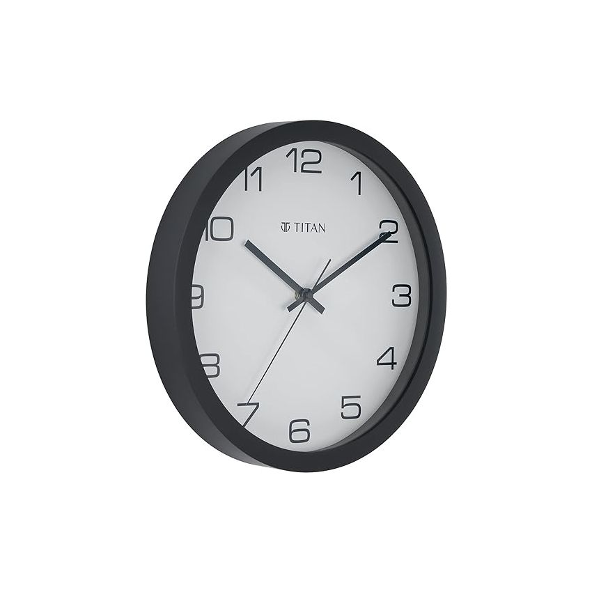 Titan Contemporary Wall Clock with Silent Sweep Technology - 30 Cm X 30 Cm (Medium)(Plastic) - Analog, Silver