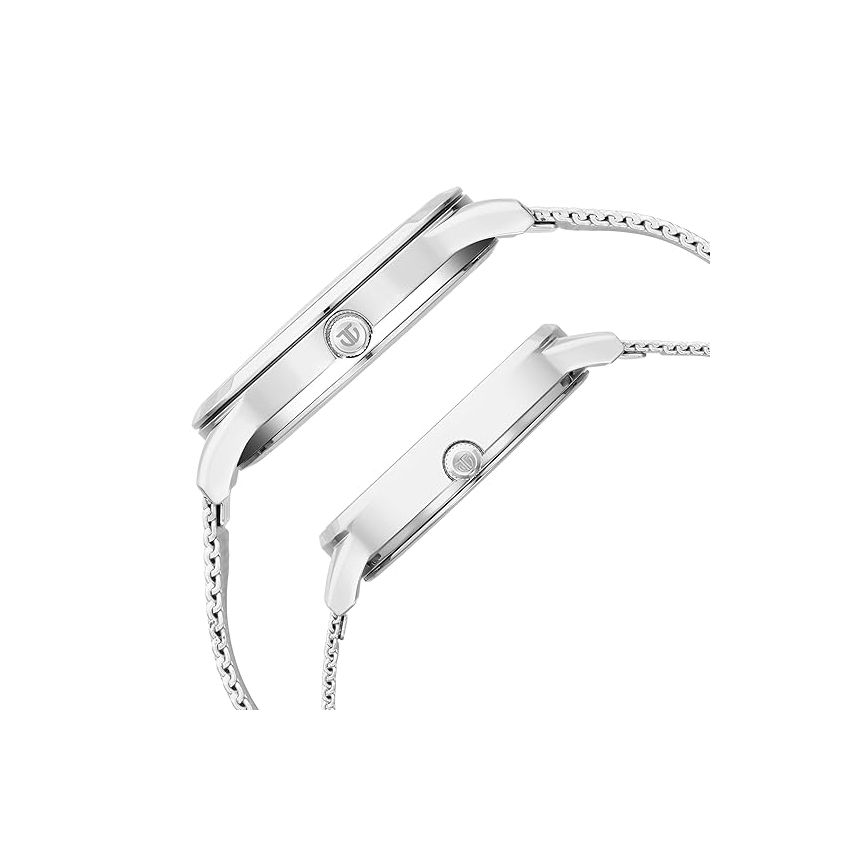 Titan Men Stainless Steel Analog White Dial Watch-18062648Sm01, Band Color-Silver